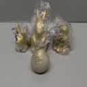 DN DECONATION 4PCS Easter Decorations with 3 Rabbits and 1 Nesting Easter Eggs, Small Gold Easter Bunny Figurines Decor, Spring Tabletop Decor Bunny Egg Statues, Vintage Decor, Gift