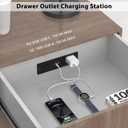 Furniture Drawer Outlet, Recessed Power Strip with (3) PD 20W USB Ports Fast Charging & (3) 15 Amp AC Outlets, (14 AWG) 5 FT Spring Black Cord