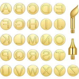 Yoption 28 Pieces Wood Burning Tips, Letter Wood Burning Tool Uppercase Alphabet Branding and Personalization Set for Wood and Other Surfaces by Wooden Letters for Carving Craft Wood DIY