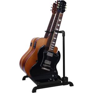 GUITTO Multi Guitar Rack Stand Foldable Universal Display Rack Portable Guitar Holder for Band Stage Bass Acoustic Guitar -3 Holder GGS-12