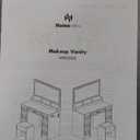 Vanity Desk with Mirror and LED Lights, 43'' W Makeup Vanity Desk with Power Outlet, 3 Color Modes, 7 Drawers Vanity Table with Chair, Dressing Table for Bedroom, Dressing Room (White)