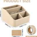 Remote Control Holder, Small Nightstand Organizer with 4 Compartments, PU Leather Desk Caddy, Multifunctional Bedside Desktop Organizers with Label Stickers(COLOR:Beige)