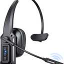 Trucker Bluetooth Headset with Mic, Wireless Headset with Noise Cancelling Microphone & Mute Button, 60Hrs Battery, Over-The-Head Bluetooth Headphones for Work, Cellphone, Laptop, Office, Black