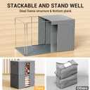 Clothes Storage Bins with Metal Frame, Foldable Clothes Organizers Storage Containers for Clothes, Sheets, Blankets, Pillows and Towels (100L, 3 Pack, Deep Grey)