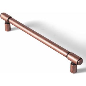 Goo-Ki 6 Pack 6.3" Hole Center Kitchen Cabinet Hardware Antique Copper Drawer Pulls - Red Bronze Bar Handle for Dresser Cupboard, Vintage Pull for Bathroom Closet Wardrobe, 2231AC-160