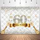 Sensfun Happy 60th Birthday Backdrop White Gold Silver Diamond Luxury Photography Background for Women Fabulous 60th Birthday Party Decorations Banner Champagne Sixty Years Old Photo Booth 7x5ft