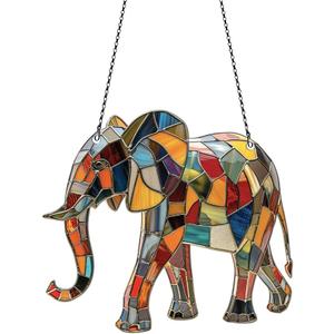 Elephant Ornaments Decor for Window Hanging, Elephant Lover Gifts for Women Men, Animal Home Wall Room Decorations, Christmas 2D Flat Acrylic Ornamnet (6in)