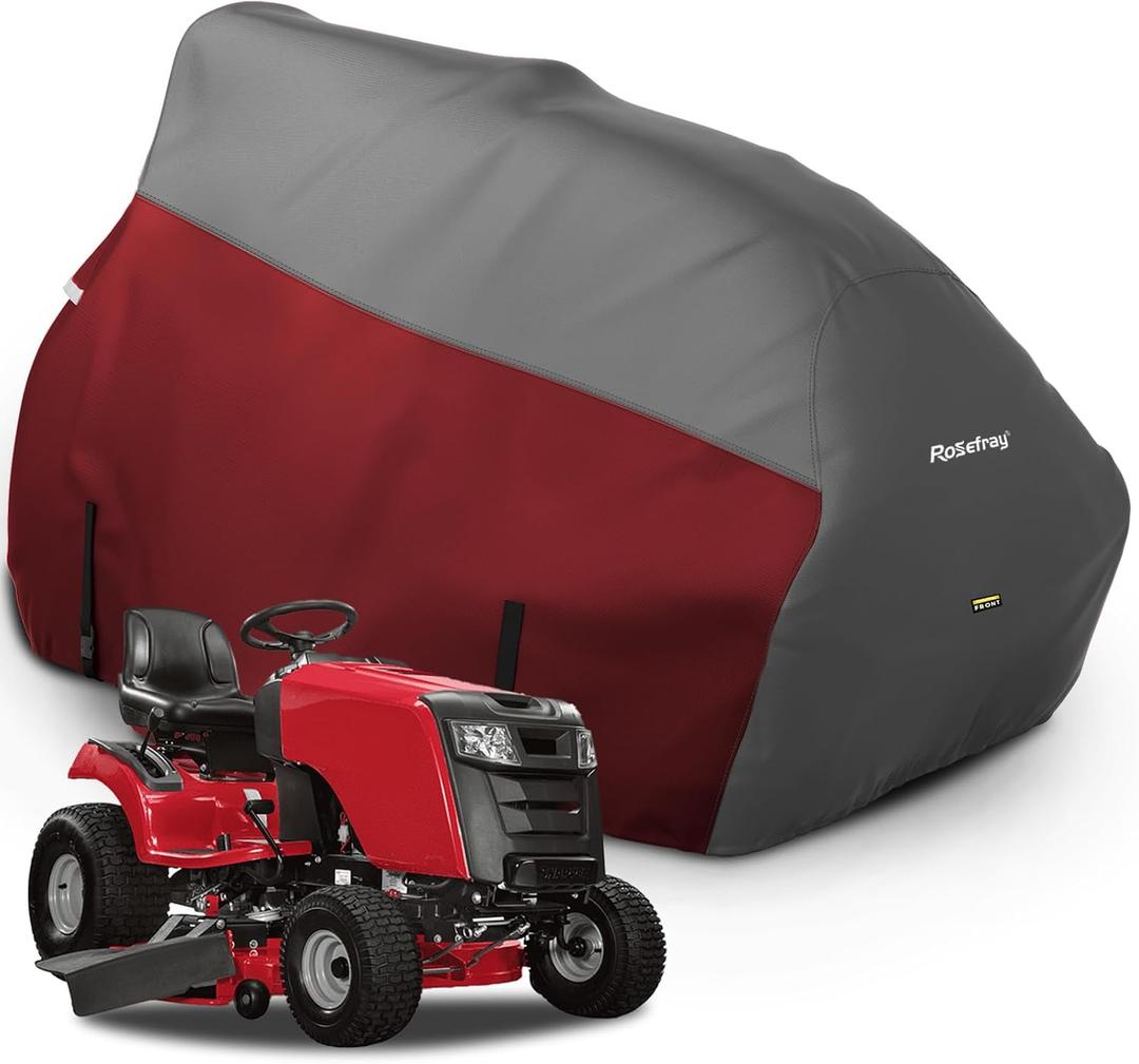 Riding Lawn Mower Cover, Waterproof 420D Marine Grade Fabric Universal Fit for John Deere,Cub Cadet,Craftsman,etc.Decks Up to54",UV, Dust,Snow for Outdoor.72''L*54''W*46''H Red