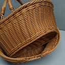 Lanpn Rattan Easter Basket 2 Pcs Set Double Handle Woven Baskets Waterproof for Egg Hunt Candy Picnic and Spring Home Decoration Wicker Basket (Brown)