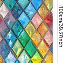 IVN Window Privacy Film Mosaic Diamond Stained Glass Window Film Decorative Static Cling Non Adhesive Removable Reusable Window Cling for Bathroom Shower Windows Anti Glare UV Blocking 17.7x39.3 Inch (Pastel Diamond Grid)
