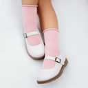 JAKIDAR Girls Crew Seamless Socks Kids Casual Dress Cotton Socks 6 Pairs (4-7 Years, Pink Purple White)