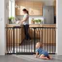 Extra Wide Baby Gate Tension Indoor Safety Gates Black Metal Large Pressure Mounted Pet Gate Walk Through Long Safety Dog Gate for The House Doorways Stairs(52.76"-57.48"/134-146CM, Black)