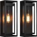 Large Outdoor Wall Sconce 2 Pack, 19" Outdoor Wall Lights Wall Mount, Matte Black Exterior Lighting Fixtures Anti-Rust Porch Lights with Clear Glass for Front Door, Garage
