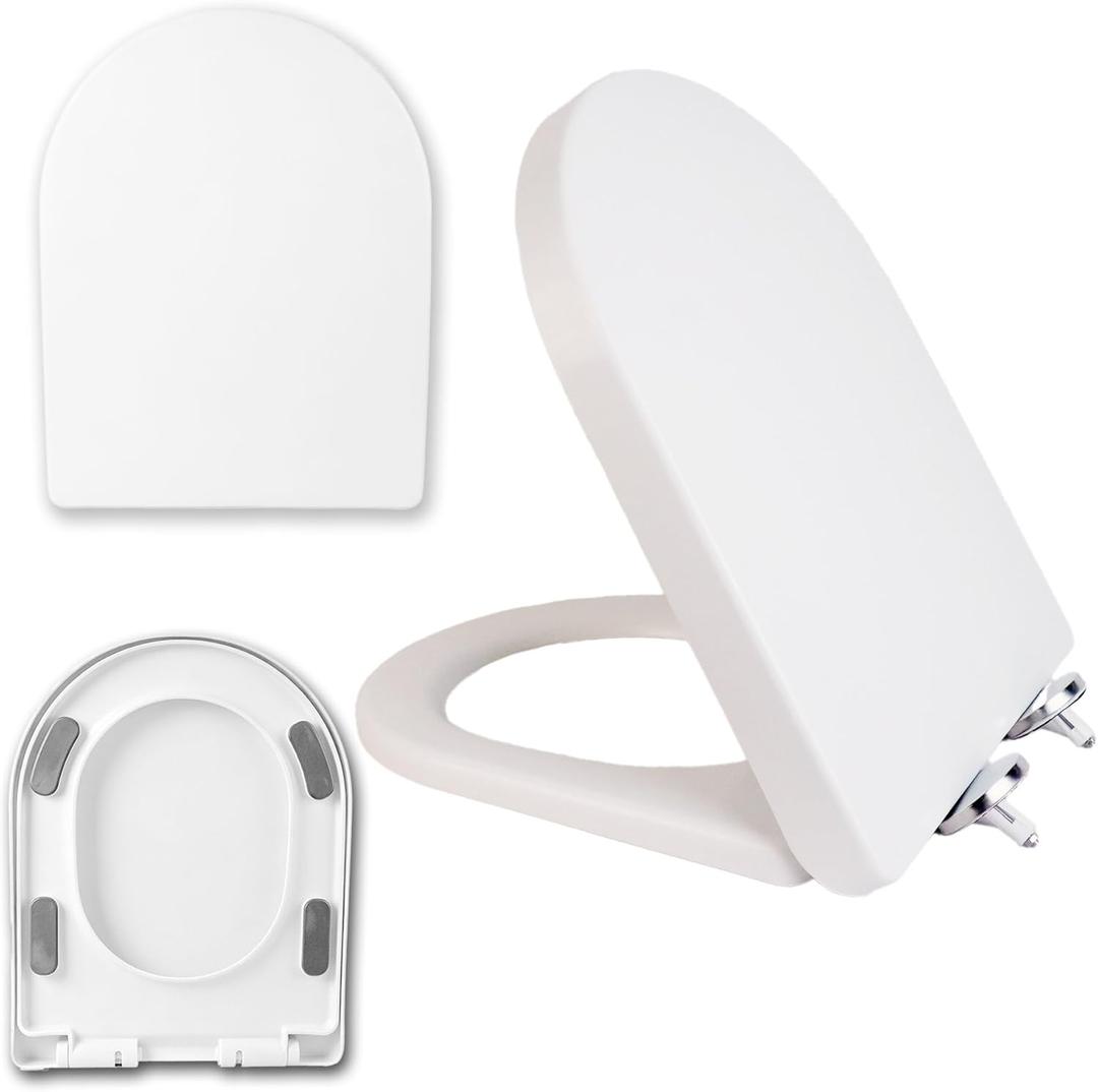 Minsha soft sealed toilet seat,16.7”LX13.5“W compatible with D/U-shaped extended bucket, quick release, easy to install, easy to clean, non discolored, thick and durable plastic material, white(M17“)
