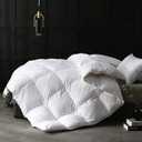APSMILE Feathers Down Fiber Comforter King Size Luxurious All Seasons Duvet Insert - High Fill-Power Hotel Collection Comforter, 54 Oz Fluffy Medium Warmth (Solid White)