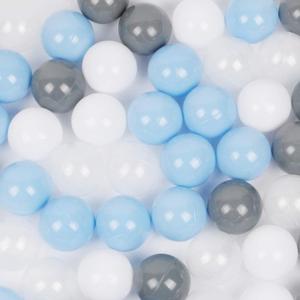 Pack of 100 Plastic Balls, 2.2 inches/5.5 cm, BPA Free Pit Balls Crush Proof Ocean Balls Phthalate Free for Boys Girls Toddlers Indoor Outdoor (Blue,Grey,White)