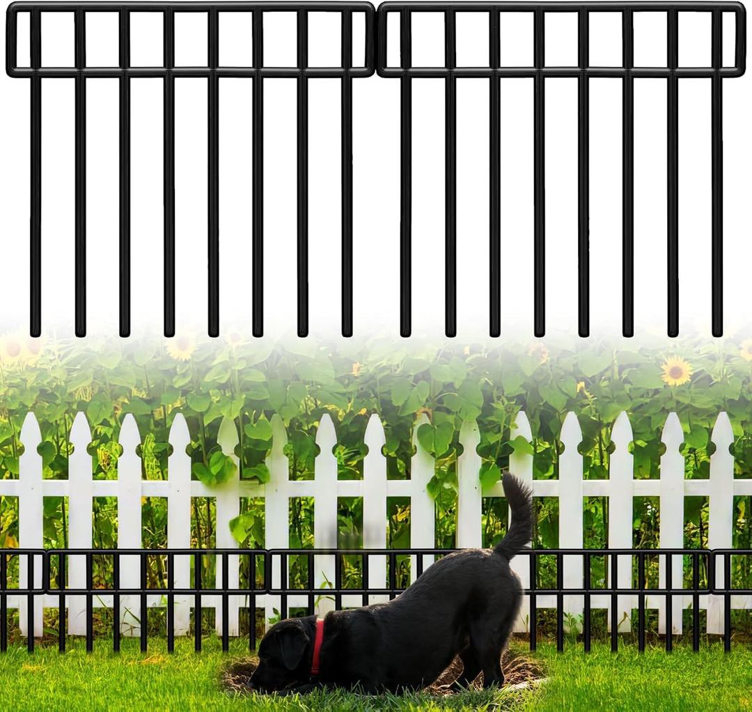 14 Pack Fence Panels 19.5 Ft(L) X 13Inch(H)Animal Barrier Fence - No Dig Fence Panels Dog Dig Fence Barrier Metal Small Garden Fence Border for Dog Rabbit Defense Bottom Blocker for Outdoor Yard Patio