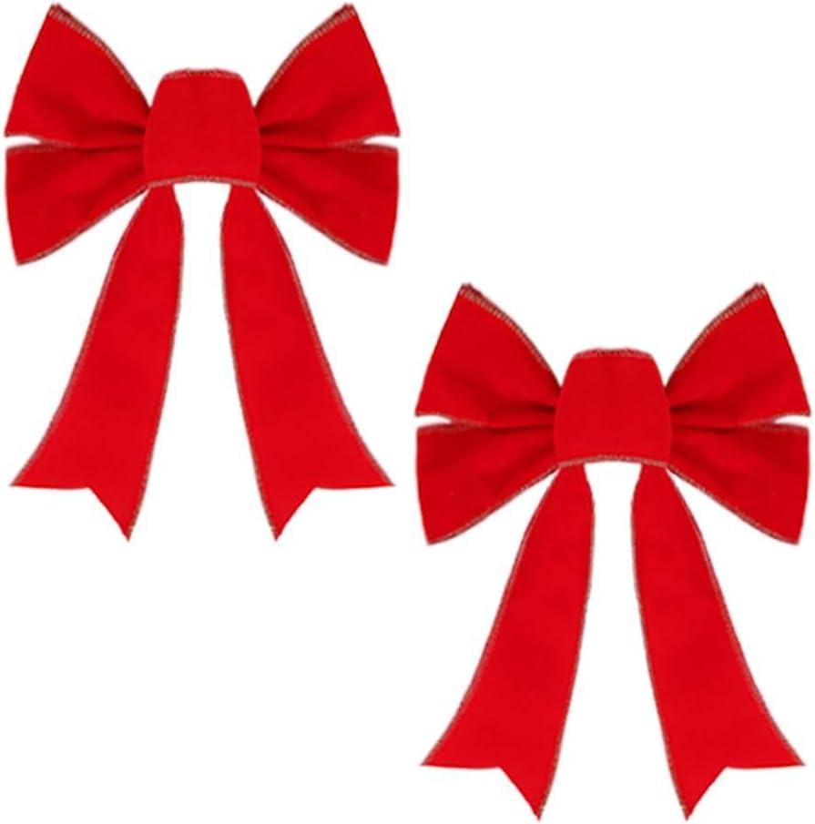 Christmas Bows - 2 Pack Christmas Red Velvet Bows 9''x13'' for Gift Wrapping, Perfect for Tree, Wreath, Gifts & Home Christmas Decorations