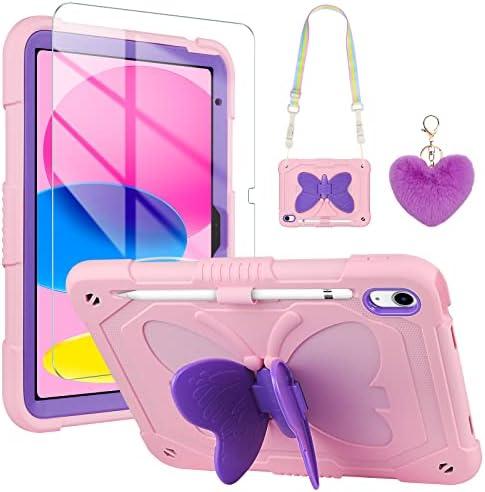 WESADN for iPad 10th Generation Case 2022 with Screen Protector/Butterfly Kickstand/Lanyard/Keychain Rugged Case with Pencil Holder for Girls Kids Cover for iPad 10th Gen 10.9'' Pink Purple WESADN for iPad 10th Generation Case 2022 with Screen Protector/Butterfly Kickstand/Lanyard/Keychain Rugged Case with Pencil Holder for Girls Kids Cover for iPad 10th Gen 10.9'' Pink Purple
