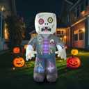LANGXUN 8ft Pixel Zombie 2025 Halloween Inflatable Decoration - Giant Blow-Up Outdoor Indoor Cute Skeleton Ghost Yard Decor with LED Lights for Lawn, Garden, Patio Party Display