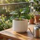 maryeadecoor Ceramic Plant Pots with Drainage Holes 9" - Creamy White Planters for Indoor Outdoor Plants - L (Large-9)