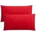 King Pillow Cases Set of 2, Soft Microfiber Pillow Covers with Envelope Closure, Wrinkle, Fade and Stain Resistant Pillowcases, 20x36, Red