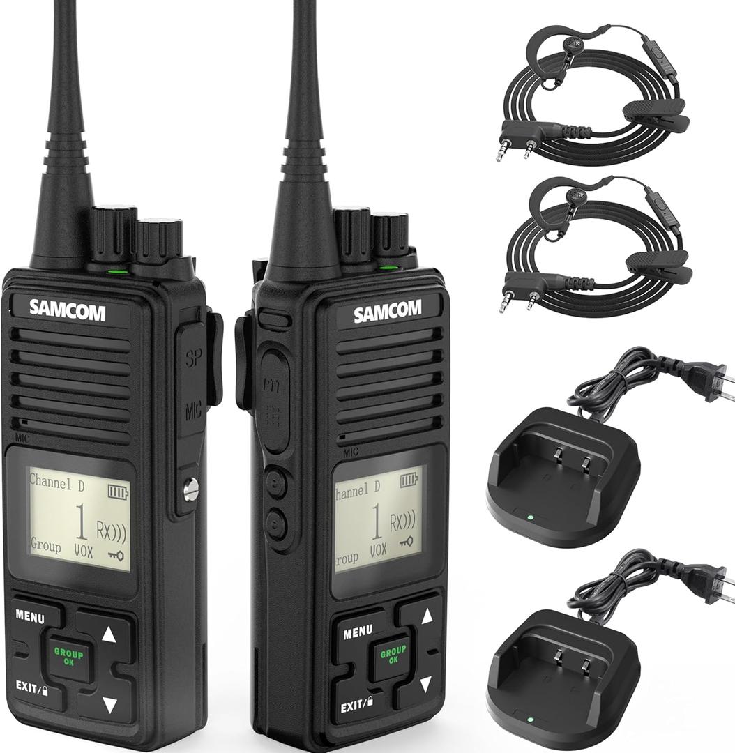 SAMCOM FPCN10A 2 Way Radios Walkie Talkies Rechargeable, 3000mAh Two-Way Radios Long Standby, Group Call Professional UHF Handheld Radio for Commercial Church Warehouse, 2 Packs