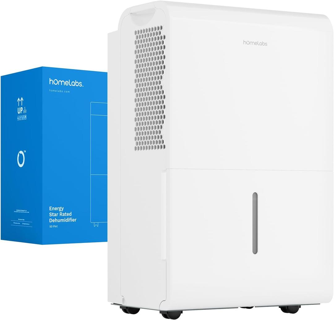 hOmeLabs 50 Pint Wi-Fi Dehumidifier for up to 7,000 Sq Ft Rooms (MAX 120 Pint at 95F, 90% RH)  Powerful Humidity Control for Large Rooms and Basements