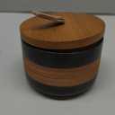 Small Ceramic Jar with Lid, Coffee Container Kitchen Food Storage Jars for Spice Sugar Tea Bag Matcha Container Airtight, Stacairtightkable Decorative Jars for Countertop, Black & 5 fl.oz