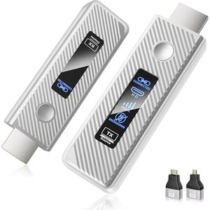 Upgraded Wireless HDMI Transmitter and Receiver, 164FT/50M Plug & Play Portable Extender, 4K Decode 1080P Output,Ultra Low Latency 5.8G + 2.4G for Streaming Video and Audio from Laptop/PC/TV/Projector