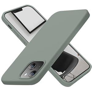 Cordking for iPhone 13 Case, iPhone 14 Case, Silicone Ultra Slim Shockproof Protective Phone Case with [Soft Anti-Scratch Microfiber Lining], 6.1 inch, Calke Green