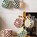 LAUCHUH 18oz Coffee Mugs, Large Coffee Cups Ceramic Checkered Cappuccino Cups with Handle Mug Set of 6 for Mother's Day, Tea, Cocoa, Milk, Green and White