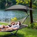 SUNCREAT Hammocks Standing Patio Hammock with Canopy, Portable Hammock with Stand Foldable, Patent Pending, Dark Gray