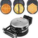 Health and Home 3-in-1 Waffle, Omelet, Egg Waffle Maker, 3 Removable Nonstick Baking Plates, Upgraded 360 Rotating Belgian Maker
