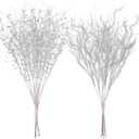 20 Pcs Extra Large 27.5'' Glitter Curly Ting Ting Branches and 29.5'' Christmas Artificial Berry Stems Vase Filler Artificial Curly Twigs Xmas Bouquet for Christmas Tree Home Decor (Silver)