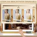 ROLOVE Vanity Mirror with Lights, 32" x 22" Large Lighted Vanity Mirror with Dimmable 3 Modes, LED Makeup Mirror, 10X Magnification, USB Charging Port, Tabletop or Wall-Mounted Square Gold