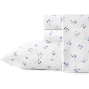 Stone Cottage - Full Sheets, Cotton Percale Bedding Set, Crisp & Cool Ideal Bedding Set (Blue Sketchy Ditsy, Full)