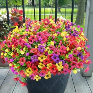 Yastouay Artificial Flowers for Outdoors, 36 Bundles Artificial Flowers for Decoration UV Resistant, Realistic Artificial Plants & Flowers Fake Flowers for Front Porch Window Box Outdoor Spring Decor (Purple+fuchsia+red+yellow)