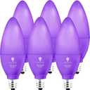 6 Pack BlueX LED Candle Purple Light Bulb - 4W (40Watt Equivalent) - E12 Base Purple LED Purple Bulb, Party Decoration, Porch, Home Lighting, Holiday Lighting, Chandelier Light Bulbs, Candelabra Bulbs