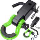 AUTOBOTS Shackle Hitch Receiver 2", 45,000 Lbs Break Strength Heavy Duty Receiver with 5/8" Screw Pin, 3/4" D Ring Shackles, Towing Accessories for Vehicle Recovery Off-Road, Green&Black