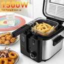 Pukomc Electric Deep Fryer with Basket,Adjustable Temperature Frying Pot for Home Use,Removable Lid and 2.5L Non-Stick Inner Pot & Easy to Clean