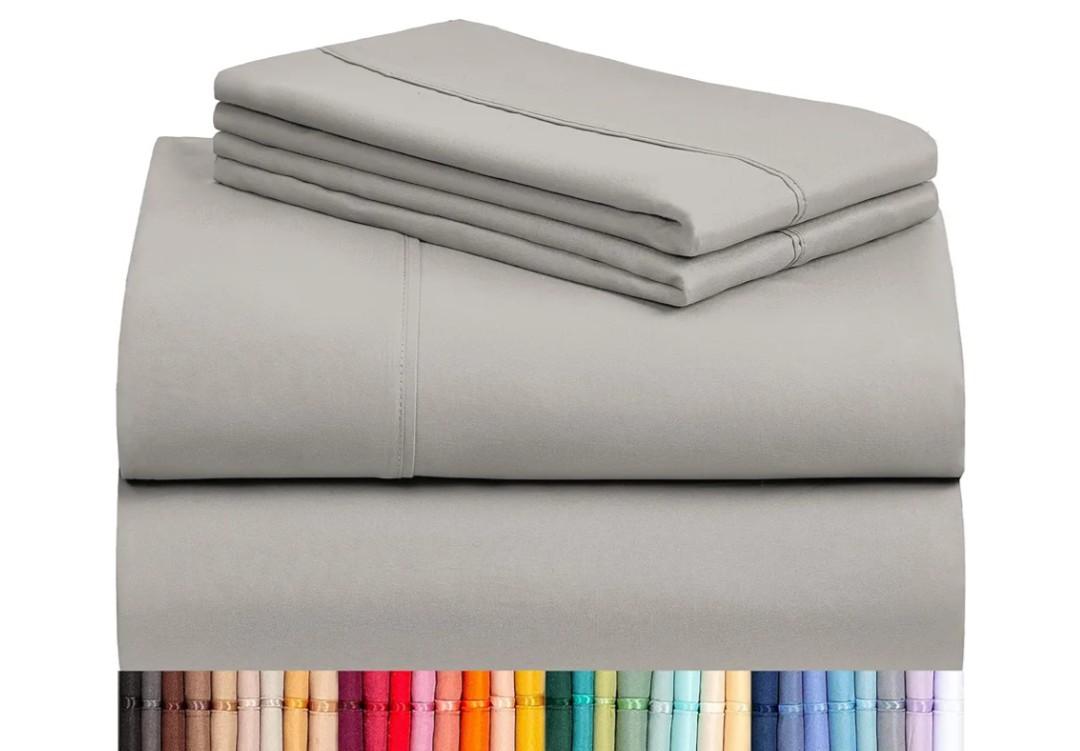 LuxClub 4 PC King Sheet Set, Breathable Luxury Bed Sheets, Deep Pockets 18" Wrinkle Free Cooling Bed Sheets Machine Washable Hotel Bedding Silky Soft - Light Taupe King