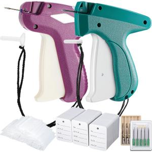 1112 Pieces Clothes Garment Tag Attacher Price Gun Applicator Machine 2 Inch Standard Plastic Fastener Barb Clothing Paper Size Name Tag Steel Needle for Boutique Store(Purple, Green)