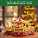 Mr. Christmas Gold Label Animated and Musical Carousel, Christmas Decoration, LED Lights, Plays 50 Songs, 8 Inch, Red