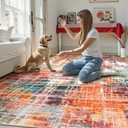 Beeiva Abstract Washable Rugs for Living Room 9x12, Modern Non Slip Area Rug, Ultra Thin Foldable Soft Carpet for Bedroom Dining Room Playroom Office - Multicolor