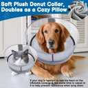 BARKLESS Dog Donut Collar, 2-in-1 Inflatable Dog Collars for After Surgery to Stop Licking Wounds, Patented Protective Donut Cone with Higher Shield for Large Pets (Grey, XXL)