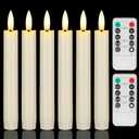 6.4 Inch Flameless Taper Candles with Remote, Short Flickering Battery Operated Candles, Ivory Led Flameless Candlesticks for Weeding Home Party Festival Decor, 6 Pack