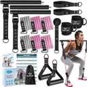 Pilates Bar Kit with Resistance Bands, Multifunctional Yoga Pilates Bar with Heavy-Duty Metal Adjustment Buckle, Portable Home Gym Pilates Resistance Bar Kit for Women Full Body Workouts (Pink Pro(30/40/50lbs))