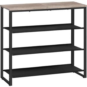 HOOBRO Shoe Rack, 4 Tier Shoe Storage Organizer with 3 Oxford Fabric Shelves and Top Panel, Holds 12-16 Pairs of Shoes for Entryway and Closet, Industrial, Greige BG47XJ01G1