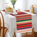 Mexican Table Runner, Mexican Fiesta Party Decorations, 14" x 84" Fiesta Table Runner Cinco De Mayo Party Decorations, Boho Colorful Striped Runner Cotton Blanket Mexican Theme Party Supplies, Red